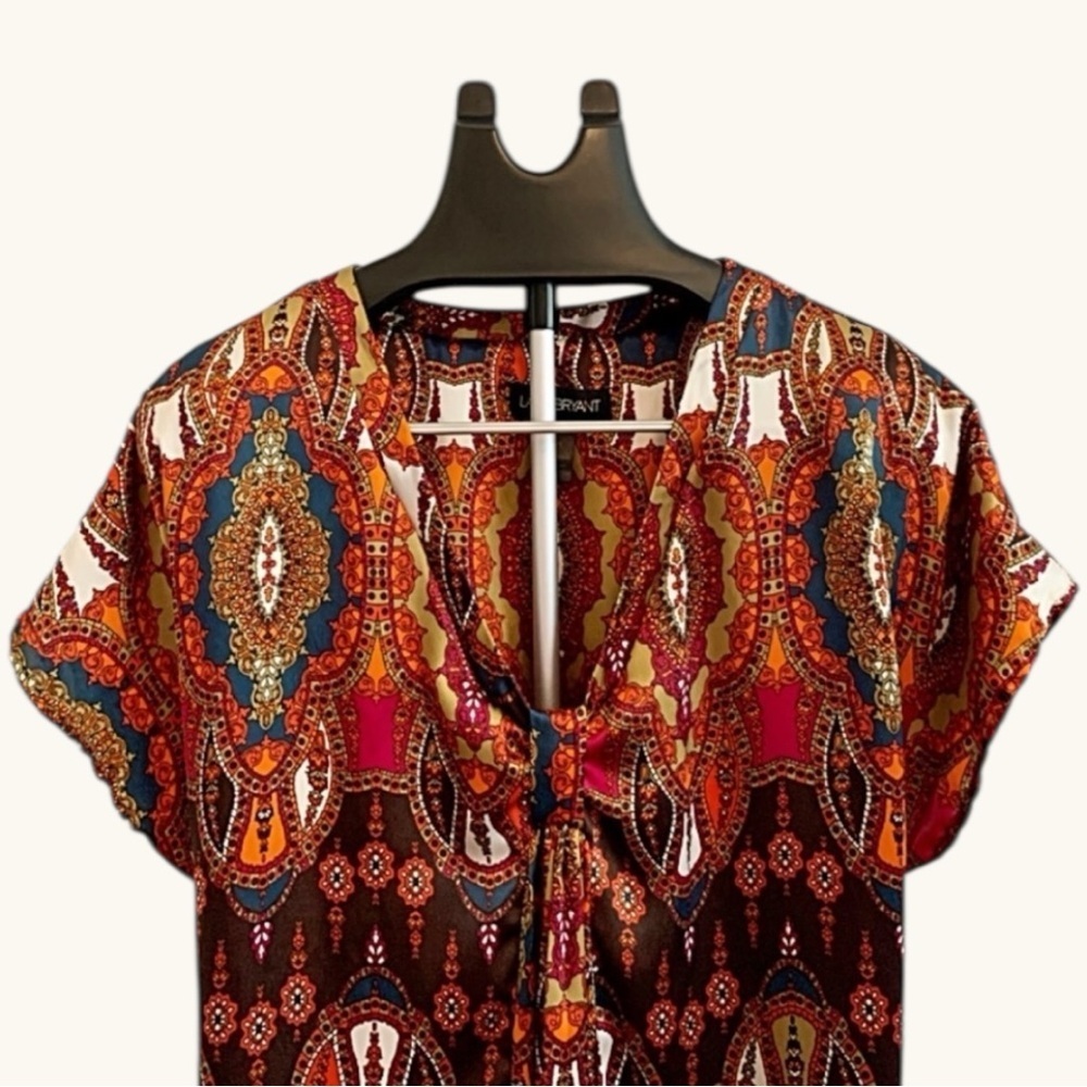 Lane Bryant Boho Medallion Maxi Dress | Tie-Front | Warm Jewel Tones | Sz 22-24 - Picture 5 of 8